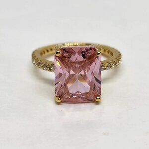 Bling Fashion Ring Gold Tone Pink Size 5